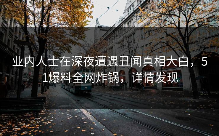 业内人士在深夜遭遇丑闻真相大白，51爆料全网炸锅，详情发现