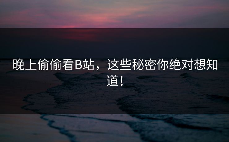 晚上偷偷看B站，这些秘密你绝对想知道！