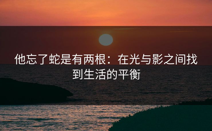 他忘了蛇是有两根:在光与影之间找到生活的平衡 他忘了蛇是有两根:在光与影之间找到生活的平衡